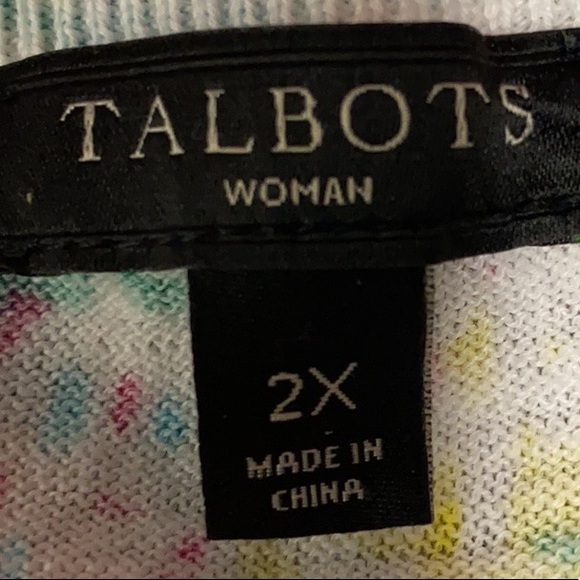 TALBOTS 2x S/S Sweater Palm Trees Cityscape Sailboats Summer Tie Detail - Picture 6 of 7